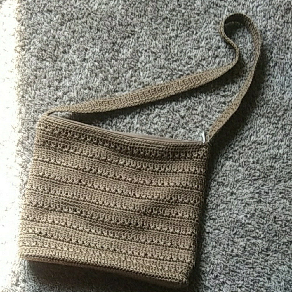 Bronze toned crochet bag